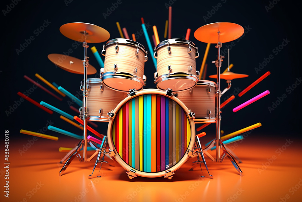 Fototapete an abstract geometric style rendering of a bass guitar, with its curved body and strings composed of