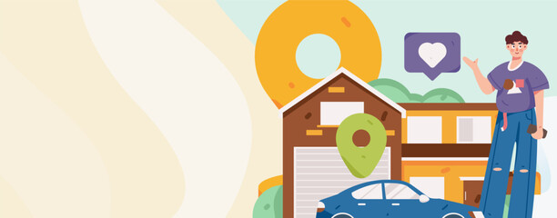 Flat vector concept operation hand-drawn illustration of people taking a taxi
