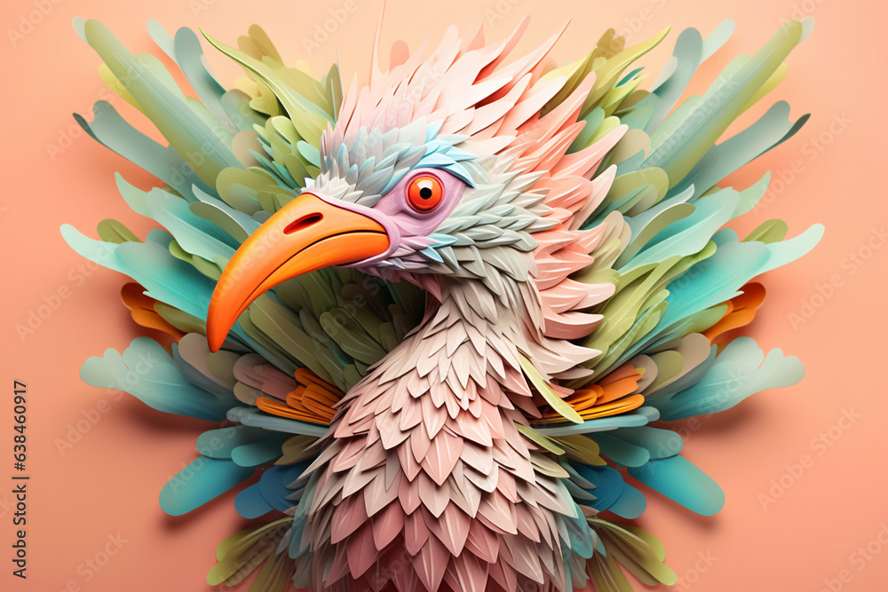 Poster A pastel-colored geometric-style Archaeopteryx artwork with intricate geometric shapes and soft pastel hues. Generative AI technology