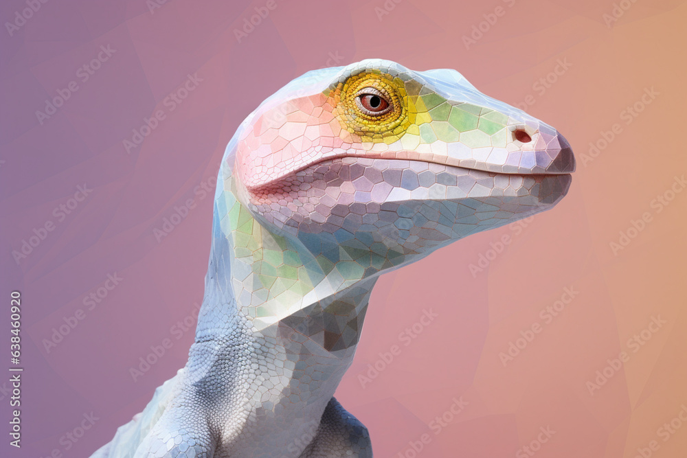 Aufkleber a pastel-colored geometric-style compsognathus artwork with intricate geometric shapes and soft past