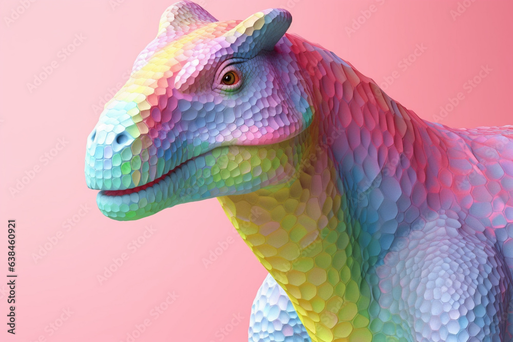 Poster a pastel-colored geometric-style apatosaurus artwork with intricate geometric shapes and soft pastel