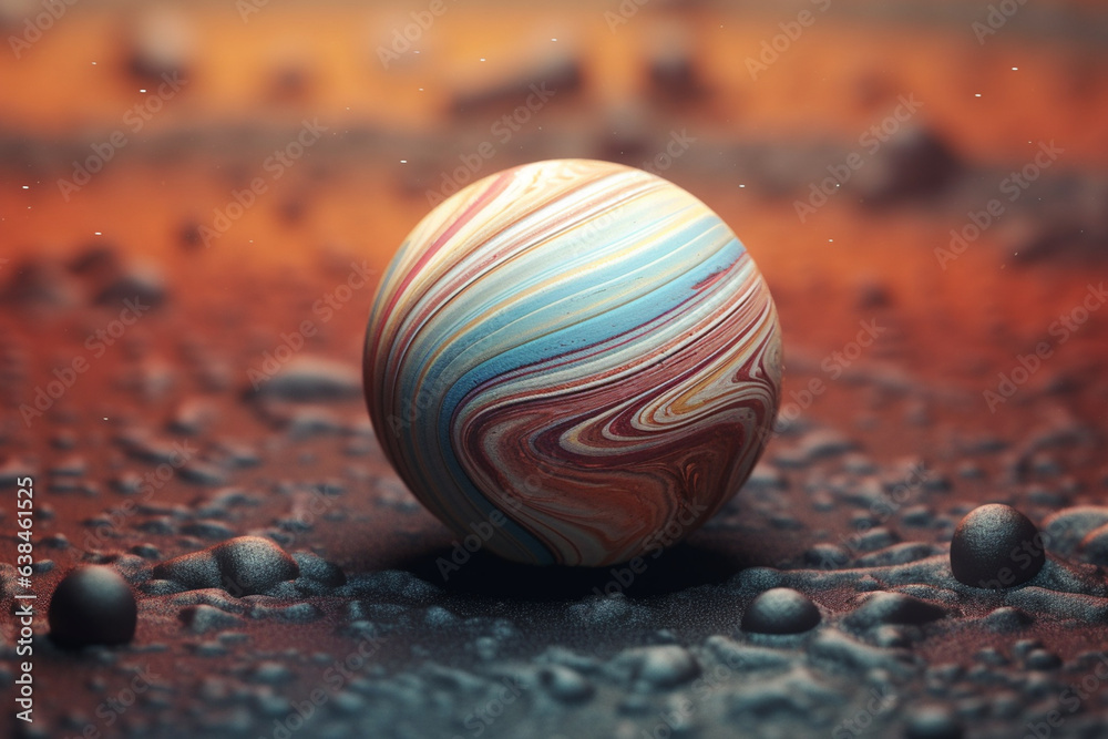 Aufkleber An abstract Phobos with swirling geometric patterns and soft pastel colors, evoking a sense of tranquility and serenity in the cosmic expanse. Generative AI technology