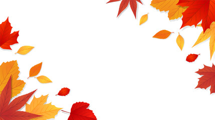 Autumn fall leaves background. Template design for poster, banner, flyer, card. Vector illustration