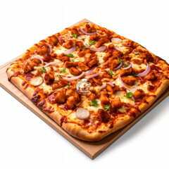 BBQ Square slices of delicious Italian style margarita pizza on board 