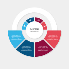 Circle Infographic Template Design With 4 Steps, Process Workflow Diagram