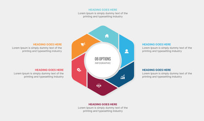 Six 6 Options Circle Cycle Infographic Template Design