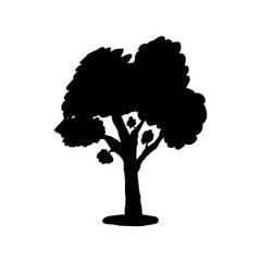 Tree icon silhouette. Isolated tree on white background.