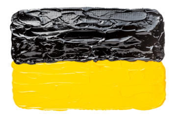 Cutout shiny yellow and black acrylic painting. Brush stroke texture design element.