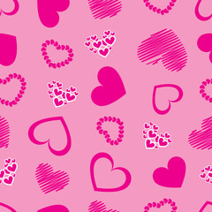 seamless pattern with heart shape pink background