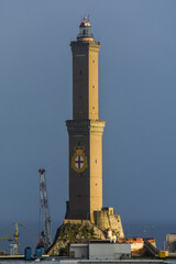 Lighthouse at the port of Genova in italy
