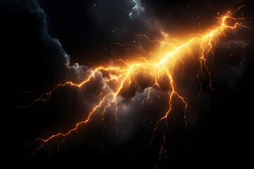 Storm Lightning on Black, Overlay and Template,Ready Background