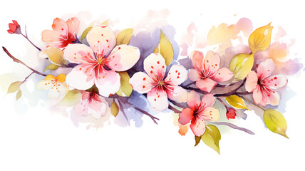 Fototapeta na wymiar Water color hand draw beautiful flowers made with color filters. AI Generative