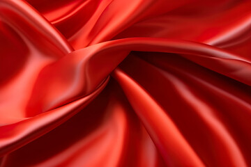 Smooth elegant red silk or satin cloth texture. Abstract background. Banner. Generated AI.