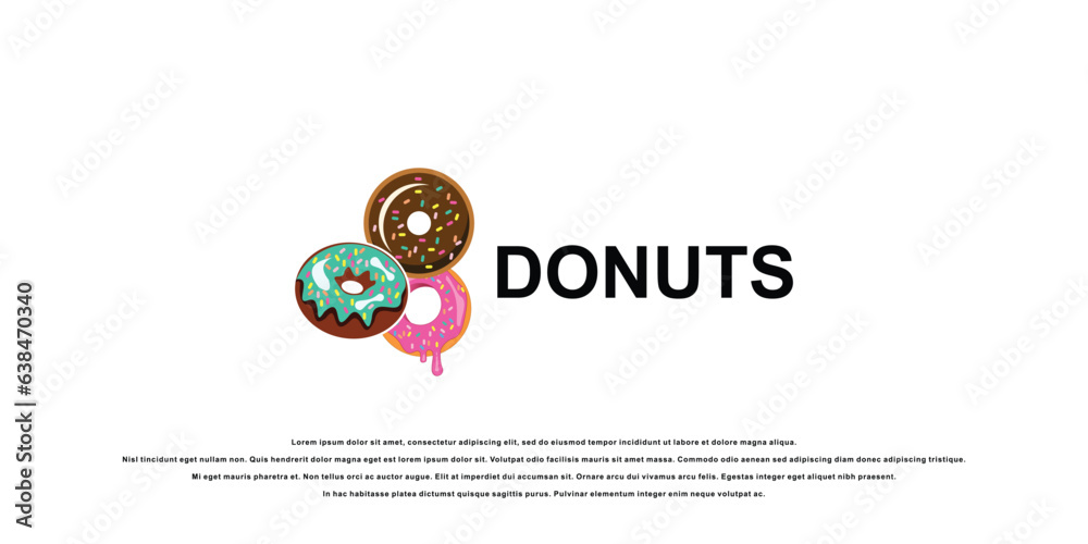 Wall mural Simple donuts logo design with full color concept| premium vector