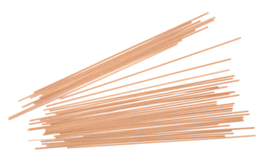 Soba noodles, buckwheat and wheat flour pasta isolated on white, top view