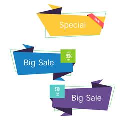 Geometric origami sale banner badge collection