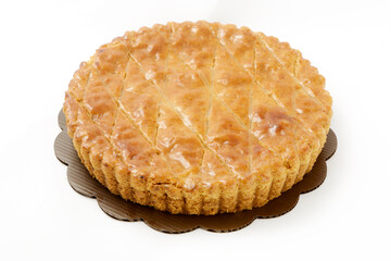 Delicious Walnut or Apple Pie, Bündner Nusstorte  isolated on white