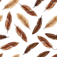 seamless pattern with brown tone color feathers