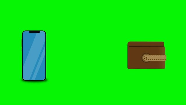 Send Money From Smartphone to Wallet Animate Greenscreen Editable Footage