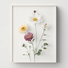 bouquet of flowers and paper frame