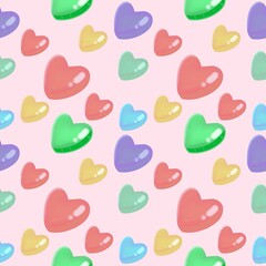 Seamless heart background. Abstract heart pattern. Simple heart pattern. Colorful heart illustration. Wrapping paper illustration