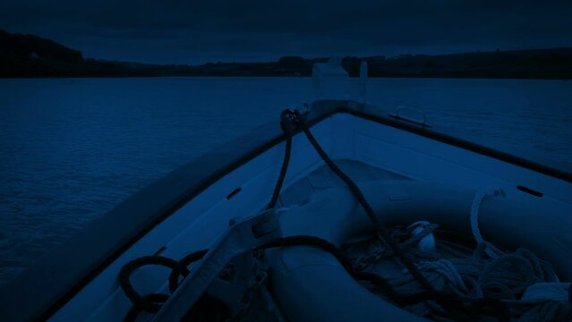 Sailing On Boat At Night POV