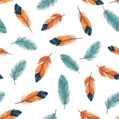 seamless pattern with assorted colors feathers