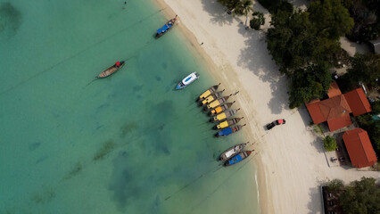 Fototapeta na wymiar Tropical island of Phi Phi, view from a great height. Phi Phi Don, aerial view