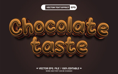 Chocolate taste 3d editable vector text effect