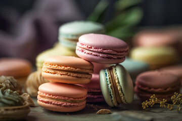 Exquisite Macarons.  created with Generative AI