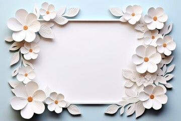 Floral border frame card template. multicolor flowers, leaves, for banner, wedding card. Springtime composition with copy-space