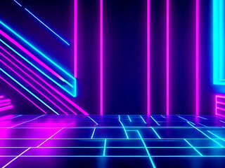 3d render abstract minimal neon background