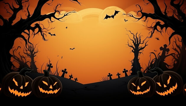 halloween background with pumpkin, poster