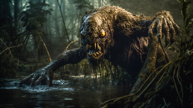 Swamp monster.  Nightmare creature.  AI Generated