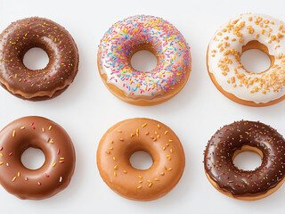 Donuts On White Background. Generative AI

