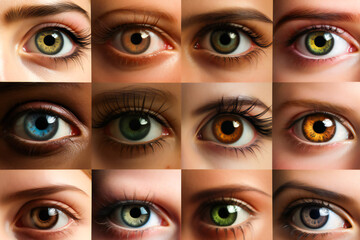 set of  real eyes closeup. AI Generated