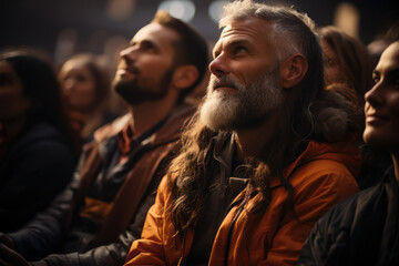 Fototapeta premium Reflection and Renewal. Worshipers immersed in deep thought during a spiritual retreat, representing the introspective dimension of the culture of faith. Generative Ai.
