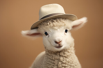 cute goat wearing a hat