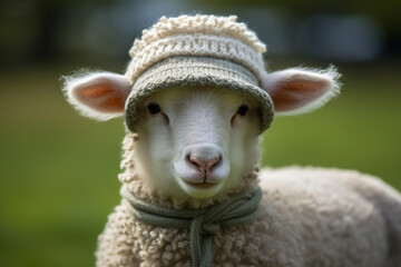 Obraz premium cute goat wearing a hat