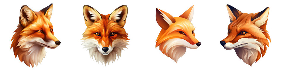 Obraz premium Fox clipart collection, vector, icons isolated on transparent background