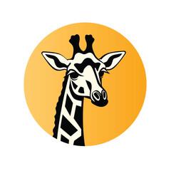 Giraffe logo animal character logo mascot, flat vector cartoon design