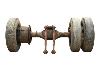 Rear axle suspension assembly of truck (with clipping path) isolated on white background