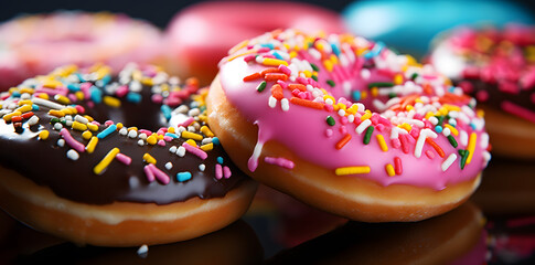 Fototapeta na wymiar Tasty colorful sweet donuts photo background