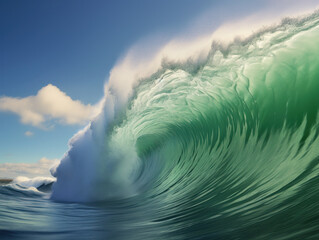 dramatic and large crashing waves in the ocean