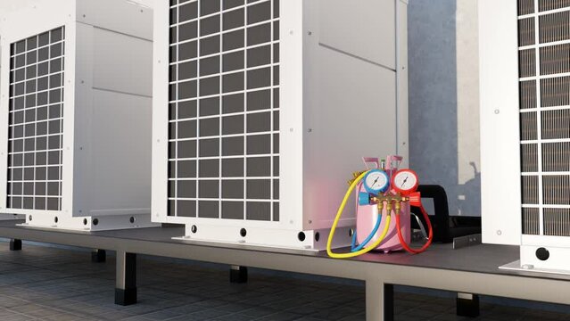 vrf system on the roof. 3d render