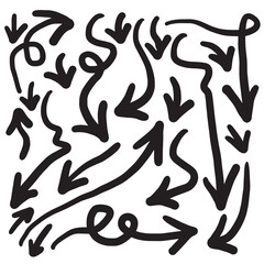 hand drawn vector arrows set on white background.vector EPS