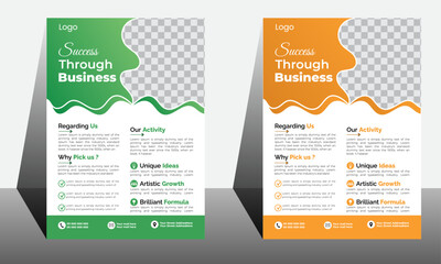 Corporate business flyer template design set with blue, magenta, red and yellow color. marketing, business proposal, promotion, advertise, publication, cover page. 