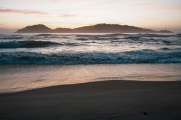 Sunrise on Brazilian Beach with Island Backdrop - Floripa 