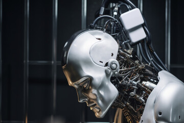 Fototapeta premium Robot head with artificial intelligence