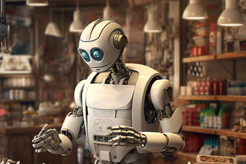 .artificial intelligence robot in hardware store